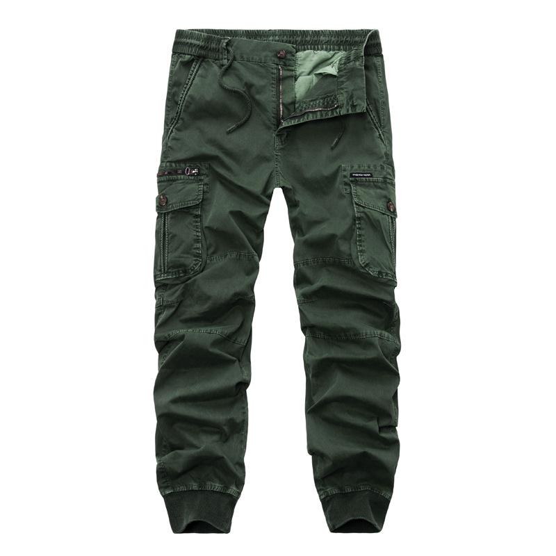 Men's European & American Cargo Jogger Pants - Autumn/Winter, Drawstring Elastic Waist, Casual Style