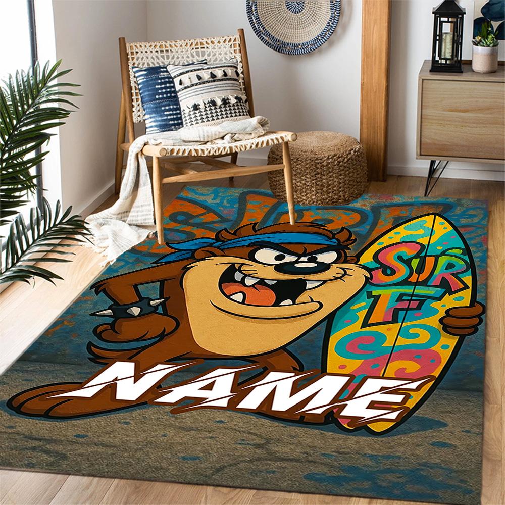 Looney Taz Art Personalized Name Carpet Design for Decorate room Entryway Study room Balcony Anti-slip Rug Anime Office Decor