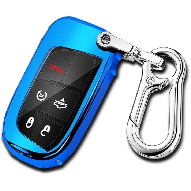 QBUC for Dodge Key Fob Cover 5 Button Silicone Remote Key Case for Dodge for Jeep Grand Cherokee