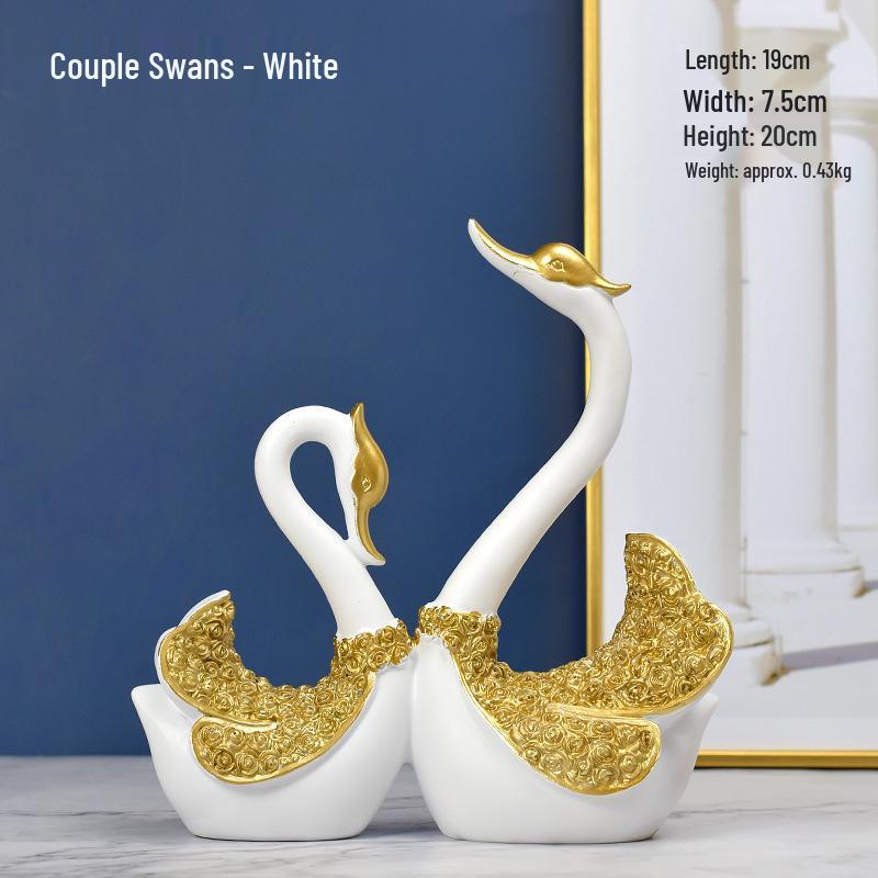 European Resin Swan Couple Ornaments: Home Decor & Wedding Gifts
