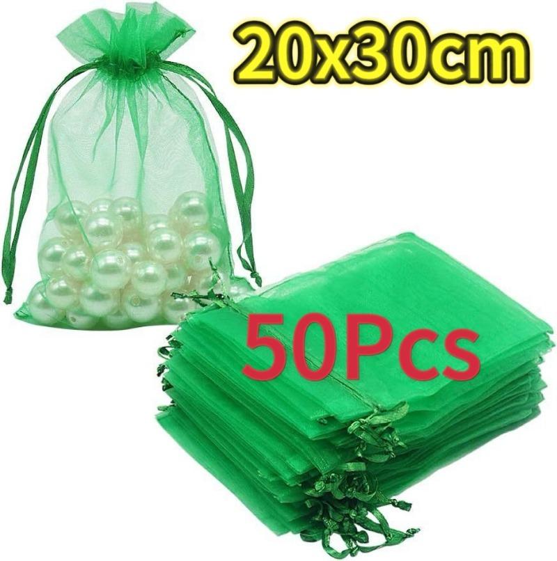 50 Unidades Bolsas de Malla para Protección de Frutas Uvas Fresa Planta Bolsa para Invernadero de Hortalizas Control de Plagas Bolsas de Malla Anti-Pájaros Herramienta de Jardín