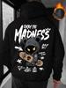 Men'S Fashion Hoodie Black, Thick Warm, Cartoon Skateboard Graphic ENJOY MADNESS Print, Multiple Sizes, Winter, Couples And Best F