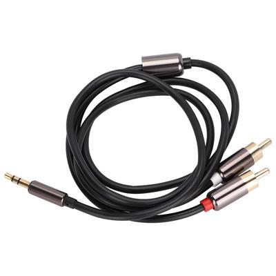 1m High Quality 3.5mm Male To 2 RCA Male Audio Adapter Cable Y Splitter Aux Cord Line (Black)