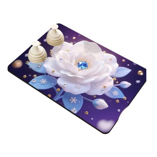 3D Flower Dish Mat Diatomaceous Earth Absorbent Dish Drying Mat Coaster Floral Placemat Insulation Mat for Kitchen Counter Dining Table