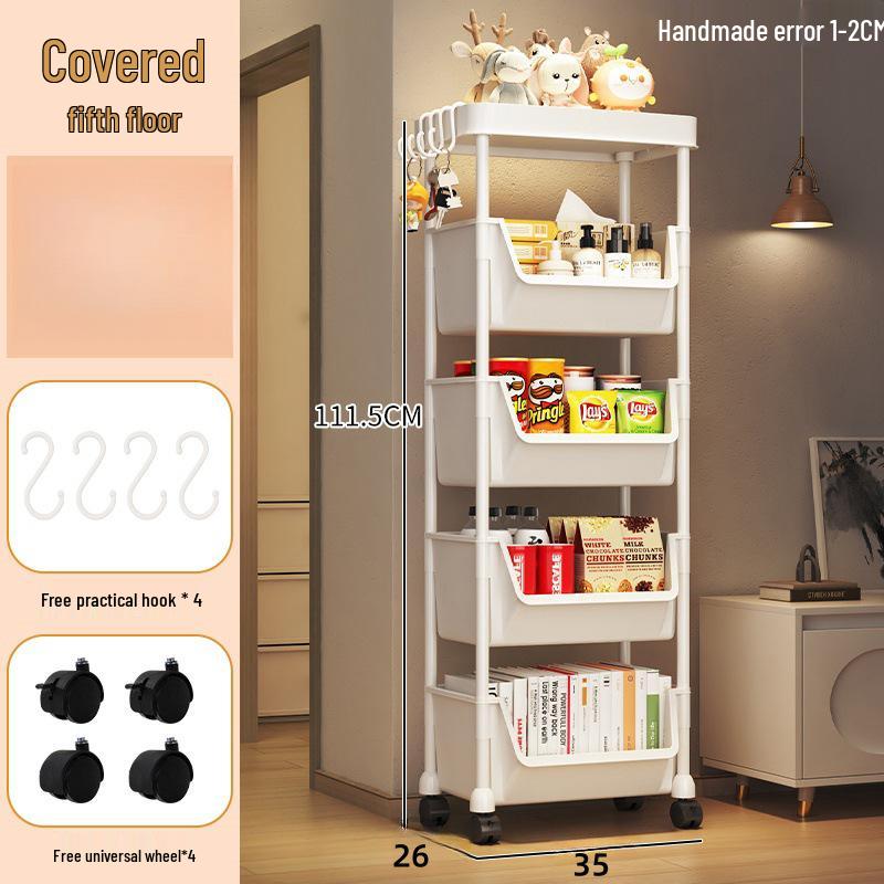 Compact Multi-layer Mobile Storage Rack for Living Room and Kitchen