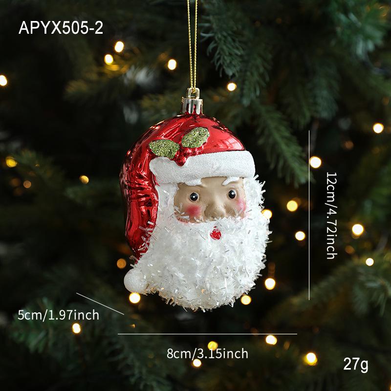 Red and White Sticky Powder Plastic Cartoon Pendant for Christmas Tree Decoration