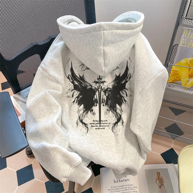 

National Sweater Fleece Thickened Men s Retro Hoodie Autumn and Winter Casual Couple Pullover Jacket Women s Clothing M