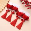 2pcs Tassel Baby Wig Hairpin Chinese Style Red Bowknot Hairclip Children's Bow Wig  New Year Festive