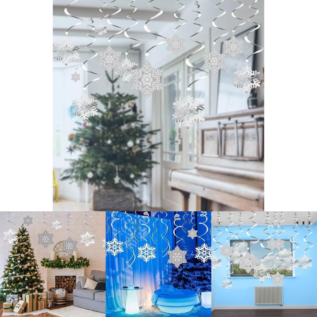 Charming Christmas Snowflake Hanging Decorations With Spiral Design For Festive Displays