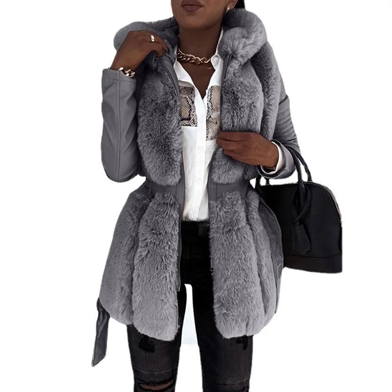 Women`s Warm Faux Fur Coat with