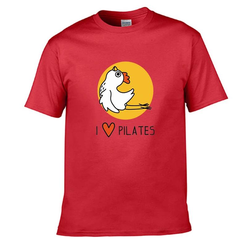 I LOVE PILATES Falling Chicken Printed T-shirt Men Women T-shirts Summer Cotton Tops Cotton Loose Street Hip Hop T-Shirts