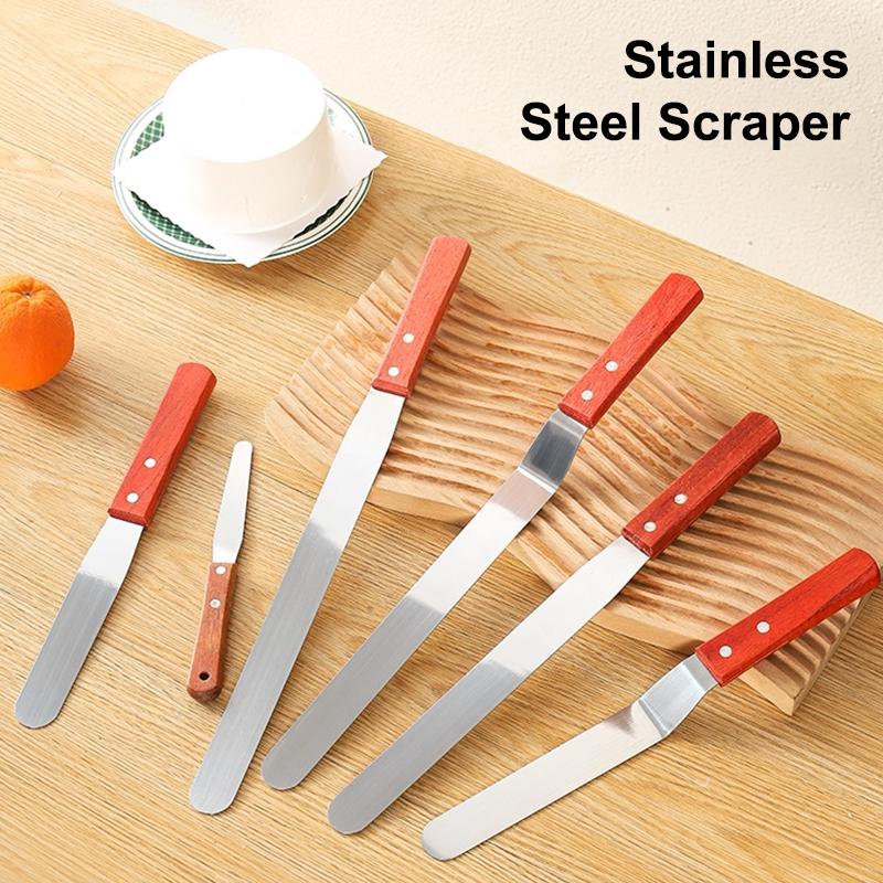 Cake Butter Spatula 6-Inch 8-Inch 10-Inch Wooden Handle Stainless Steel For Smoothing Unmolding And Baking Tools