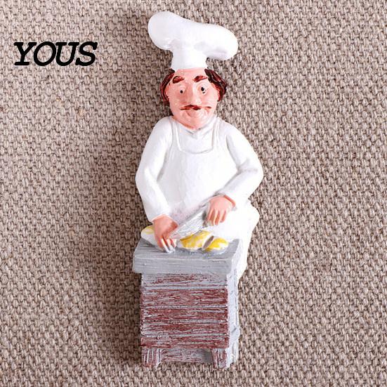 Kitchen Refrigerator Magnet 3D Cartoon Chef Magnet, Resin Baker Decorative Fridge Note Holders Memo Notes Photo Holder for Home Decor Family Magnets