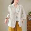 Women S Linen Cotton Blend Casual Long Sleeve Blazer