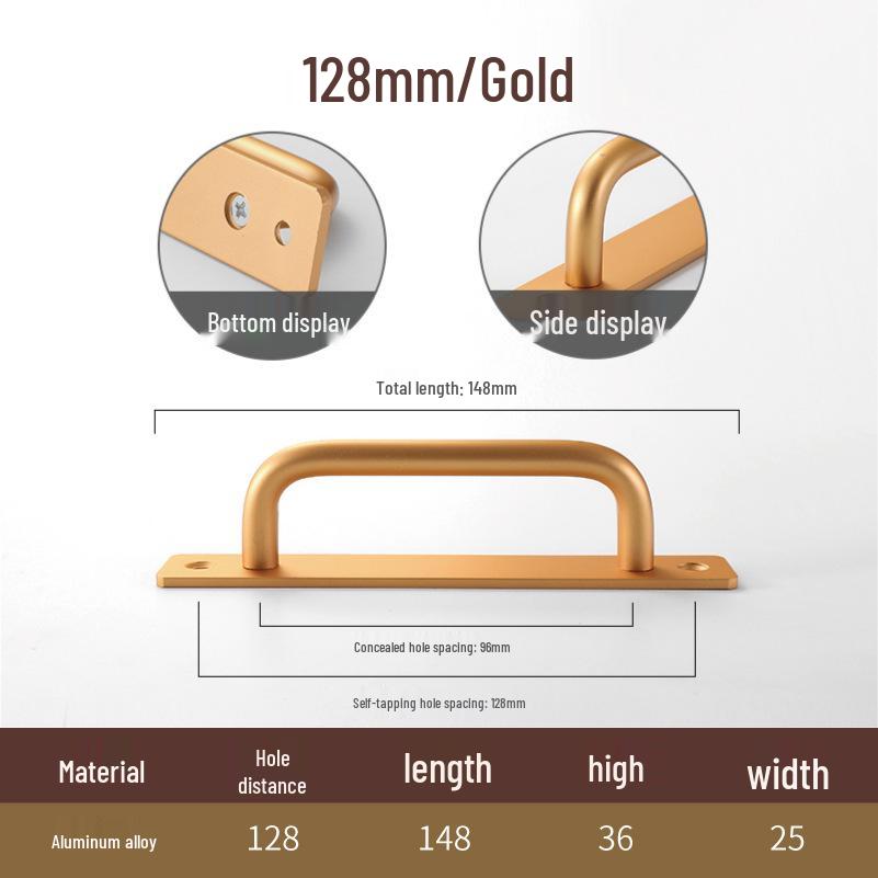 Hole-Free Aluminum Alloy Sliding Door Handle for Cabinets and Drawers
