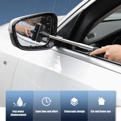 Multifunctional Car Side Mirror Squeegee Cleaner Telescopic Long Handle PE Natural Rubber Auto Rearview Mirror Wiper