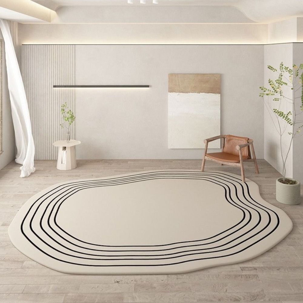 Fluffy Bedside Rugs Imitation Wool Soft Carpet New Irregular Oval Rugs  Living Room