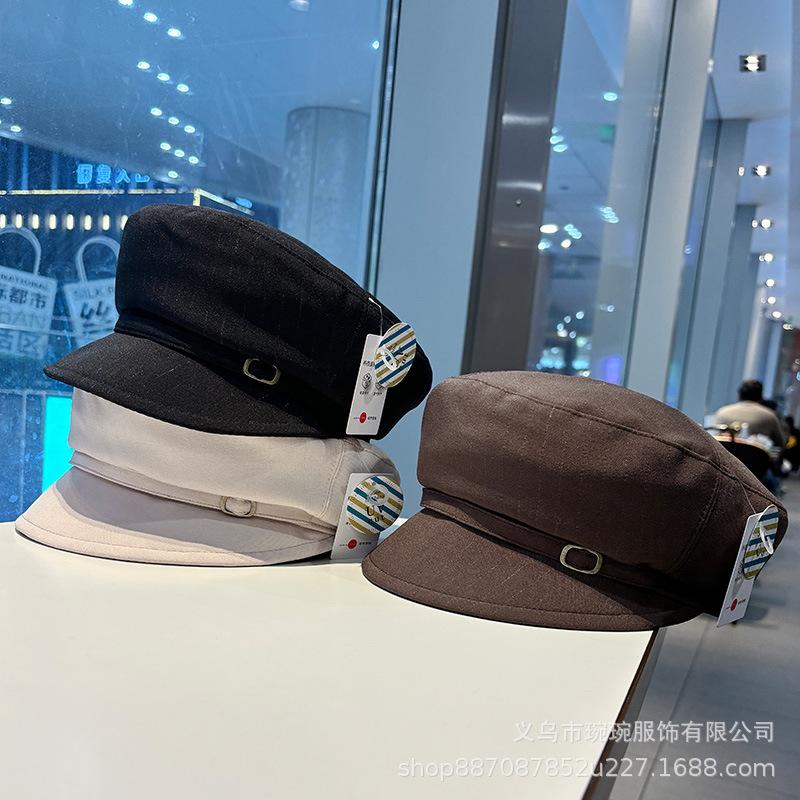 New Light Luxury Cap Spring and Autumn Fashion Chain British Retro Painter Hat Women's Casual Versatile Newsboy Hat