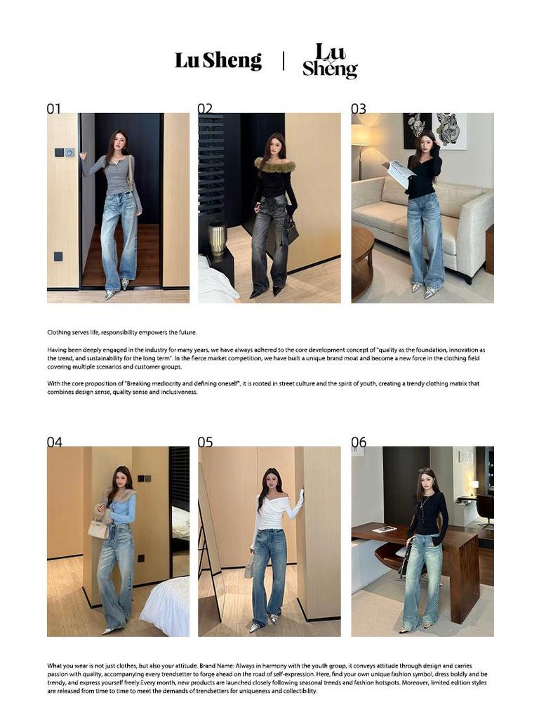 11KN Retro Unisex Used Wide Leg Jeans - Trendiges Katzenbart-Design, Schlankmachender Schnitt, Gerader Lockerer Stil