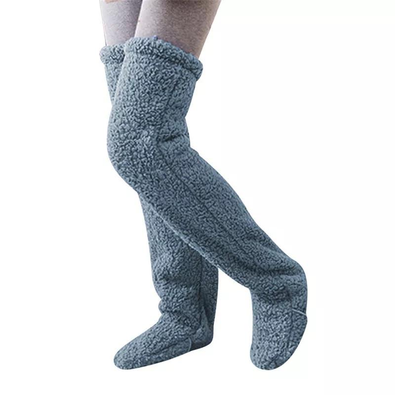 High Sock Knee Slipper Plush Cozy Fuzzy Socks Women Warm Soft Fluffy Thick Gift