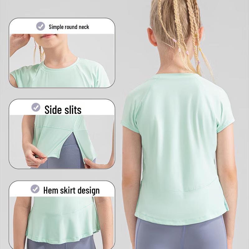 Girls' Loose Fit 30D Mesh Yoga T-Shirt