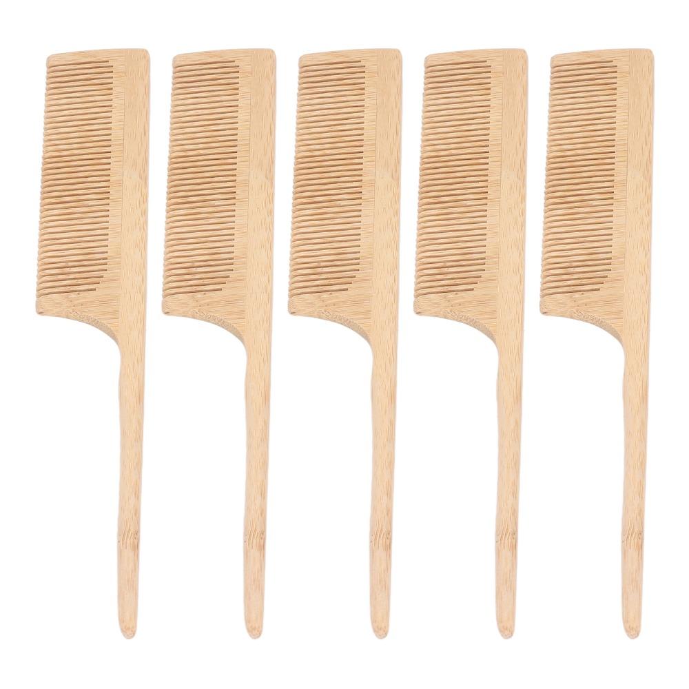 5pcs Heat Resistant Rat Tail Parting Comb Rounded Teeth Rat Tail Teasing Comb Salon Use
