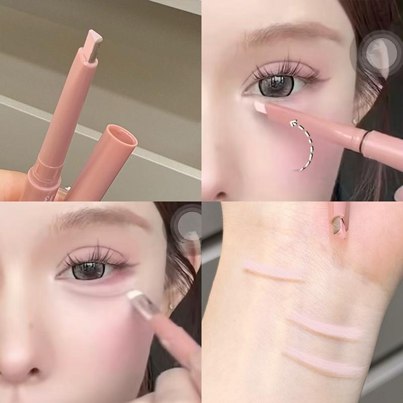 2 in 1 Bicolor Lying Silkworms Pencil Triangle Head Highlighter Under Eye Pencil Eyeshadow Brightening Waterproof Makeup Tool