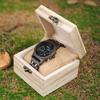 BOBO Bird Men's Wooden Watch with Luxury Wood and Metal Strap, Chronograph, Date Display, Quartz Movement, Versatile Men's Watch, Medium Size, Black