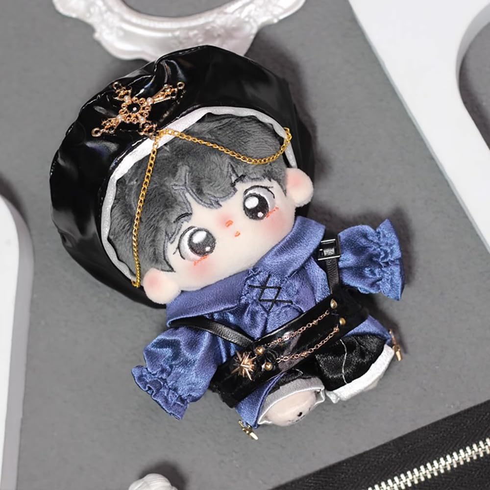 niannyyhouse 10cm Plush Clothes Set (Hat, Shirt, Pants, Vest, Men's Vest) Cotton Doll Dress-Up (Blue)