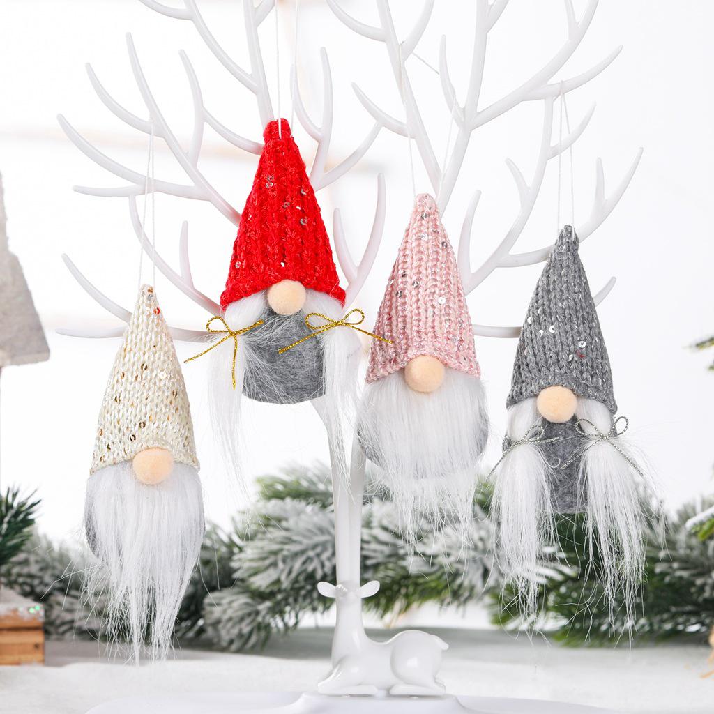 Knitted Sequin Santa Claus Doll Pendant - Festive Christmas Decoration