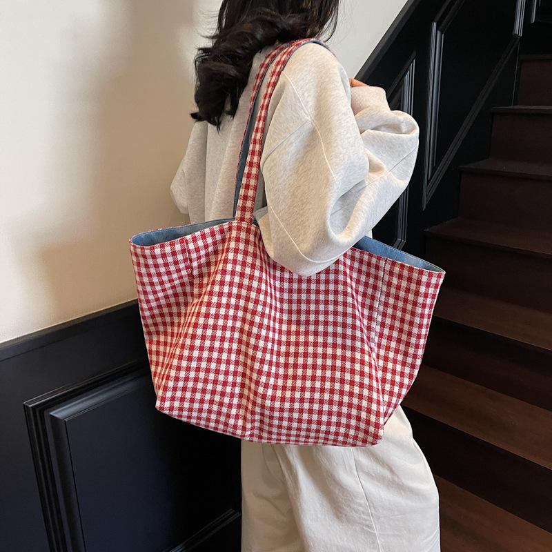Bag Korean Lazy Wind Canvas Bag Women's 2025 New Large Capacity Tote Bag Fashion Shoulder Double Sided Backpack