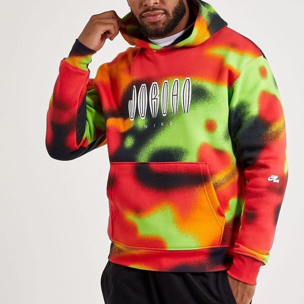 Jordan Pánská mikina s kapucí a potiskem loga v barevných blocích DV4587-612