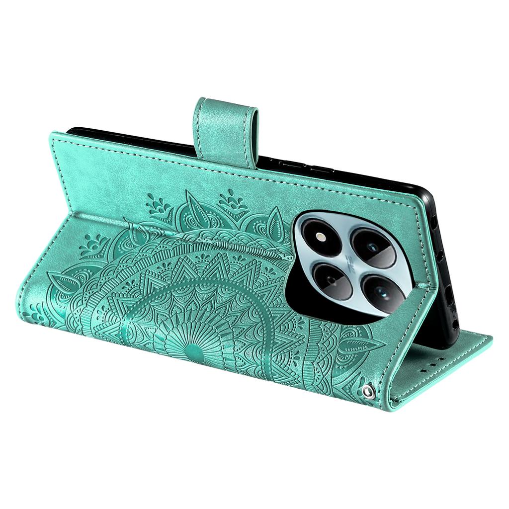 For Xiaomi Redmi Note 15 Pro 4G (Global) Stand Case Imprinted Totem PU Leather Wallet Phone Cover with Wrist Strap