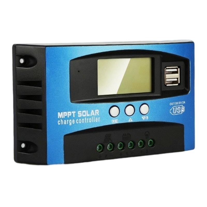 

Контроллер заряда солнечной батареи 100А ЖК-дисплей 12В 24В Авто Регулятор заряда солнечной панели Двойной USB-порт Простой в использовании 1