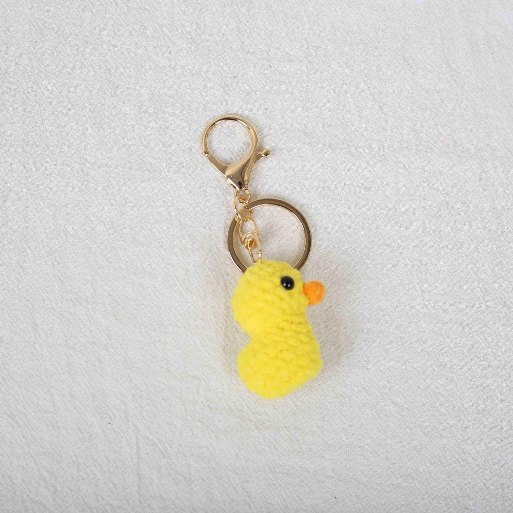 Small Doll Knitted Pendant Handmade Duck Keychain Jewelry Gift Crochet Chick Keyrings  Bag Charm
