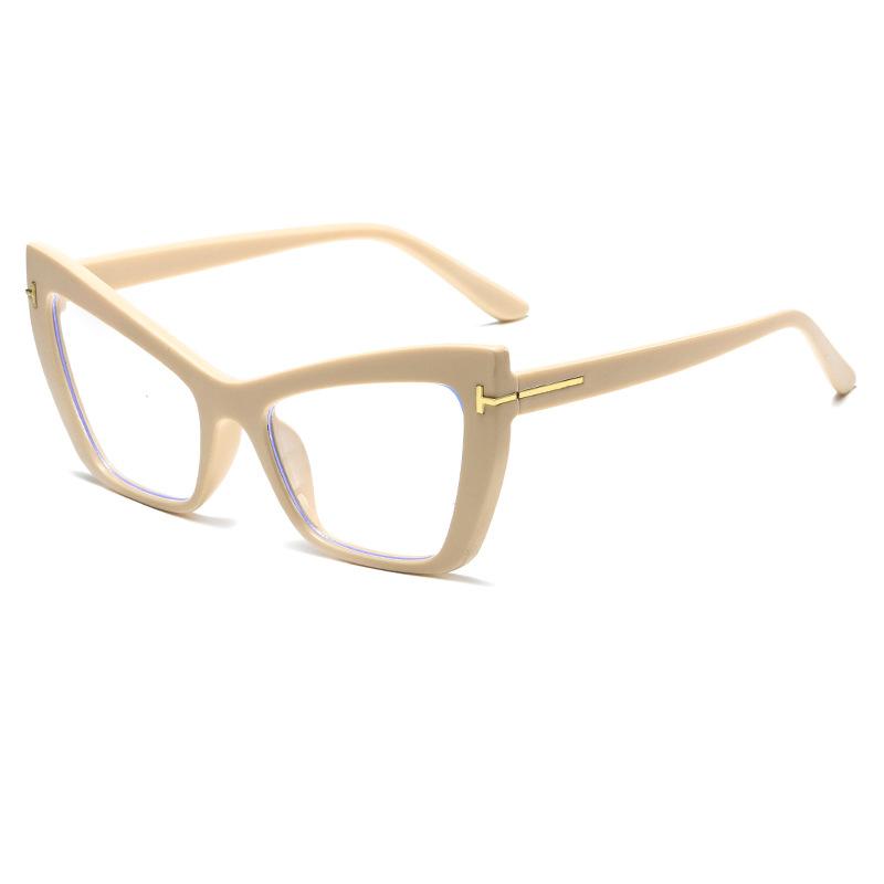 4737T Word Cat Eye Glasses Frame 2024 New Fashion Anti-Blue Flat Mirror Personalized Versatile Frame