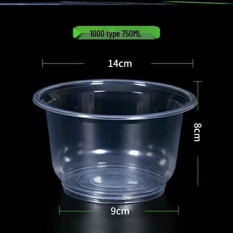 Disposable Thickened Transparent Plastic Round Bowls