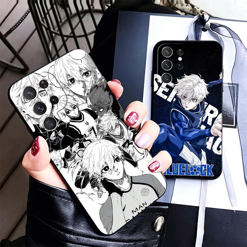 Blue L-Locks Nagi Seishiro Soft Phone Case for Samsung Galaxy S26 S25 Edge S24 Ultra S23 Plus S22 S21 FE S20 Black Cover Back Sh
