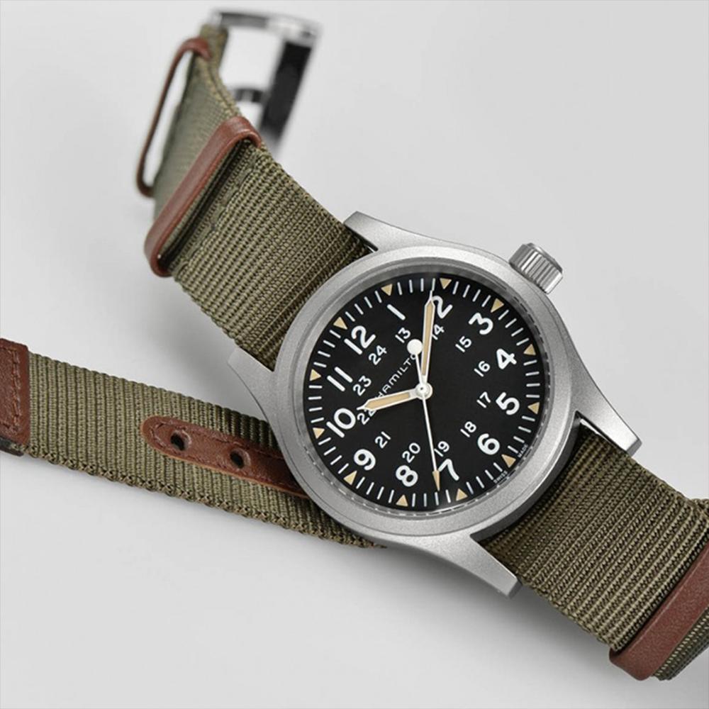 Hamilton H69439931 Khaki Field Mechanical 38mm Dark Dial Khaki NATO Strap Men's Watch