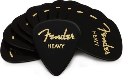 Fender Pick Classic 351 12 Count Celluloid, Black, Shape, Heavy,