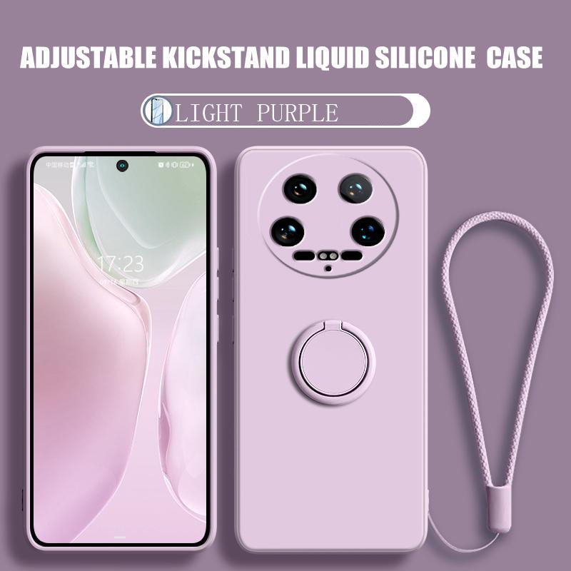 Case Fro Xiaomi 14 Ultra Liquid Silicone Ring Holder Soft Phone Cover for Xiaomi 14 Ultra Shockproof Back Fundas Xiaomi 14Ultra