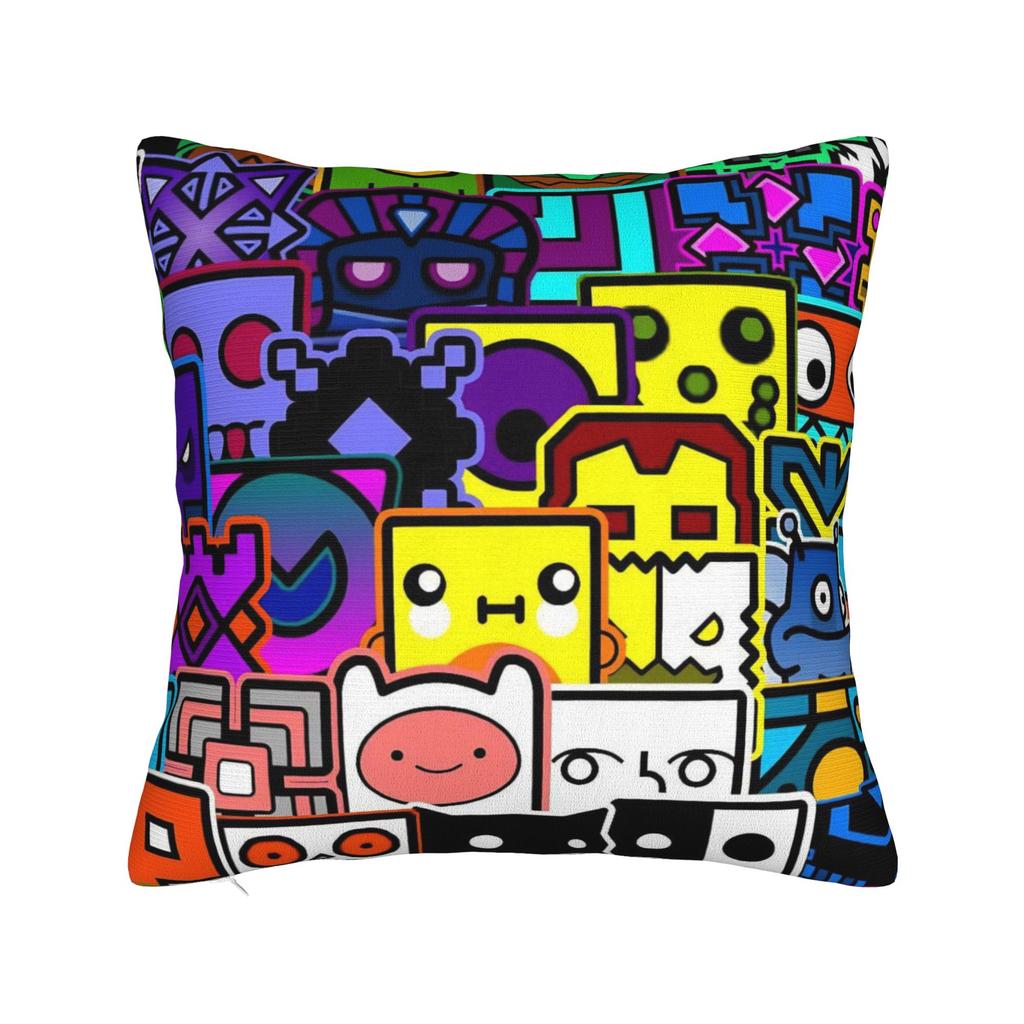 Geometry Dash Games Pillow Covers Merch Printing Cushion Cover Gift Throw Pillow Case Cover Chair Multiple Sizes