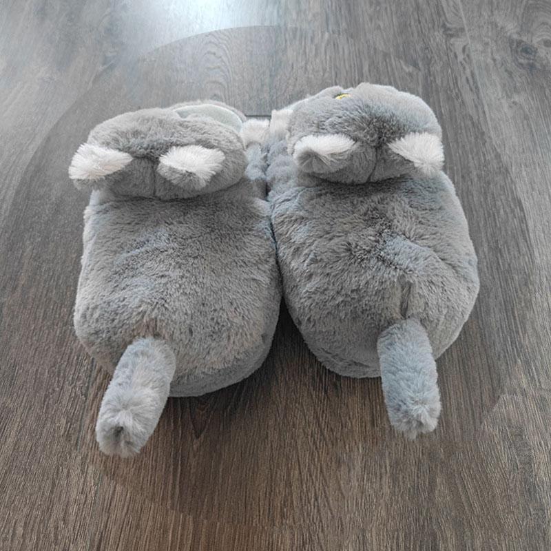 Fashion Fluffy Gray Cat Slippers Men's Footsie Kitten Fur Mules Home Shoes Cuddle Kitty Slippers Man Male Indoor Cat Sleepers Flip Flop