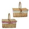 Krajková Dekorace Velkokapacitní Proutěný Pletený Košík Košík na Ovoce Vejce Jídlo s Uchem Víko Kempingové Příslušenství