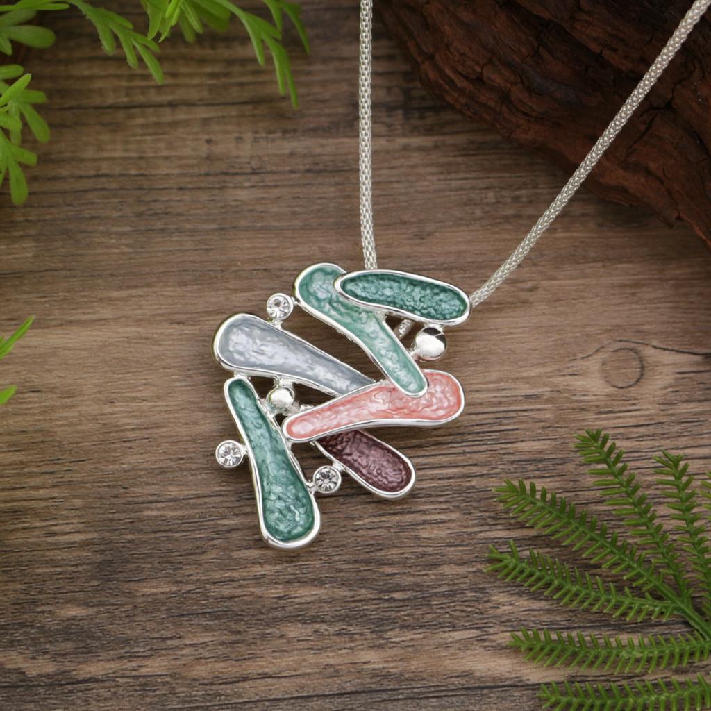 New color painting oil hollow geometric line pendant, exaggerated geometric women's personalized necklace