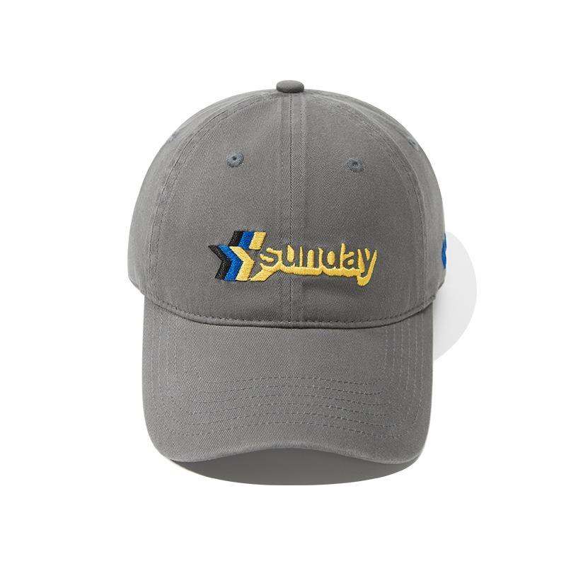Tide Brand Color Matching Embroidery Baseball Hat Men's Wide Brim Modified Face Cap Outdoor Sunshade Versatile