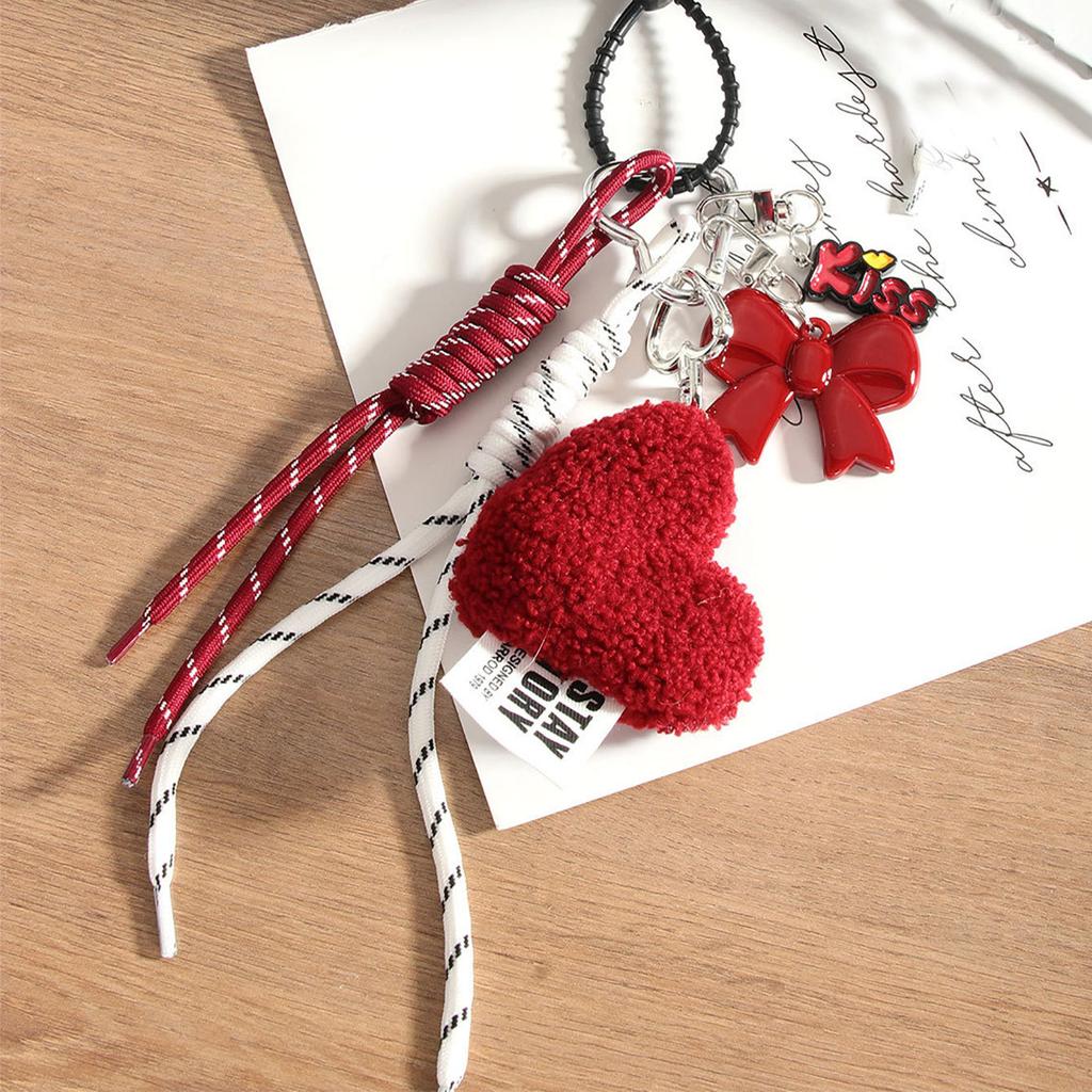 Cross-border new product trend niche design fashionable and simple love bow bag pendant braided rope pendant keychain