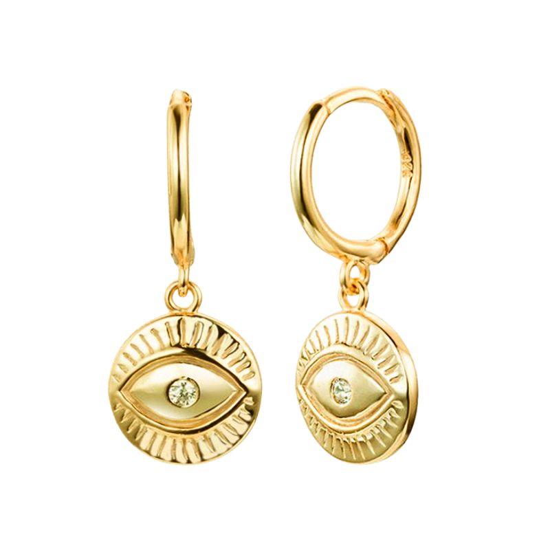 925 Silver Needle Square Pendant Hoop Earrings Vintage Gold Earrings For Women Shell Pendant Earring Fashion Jewelry Accessories