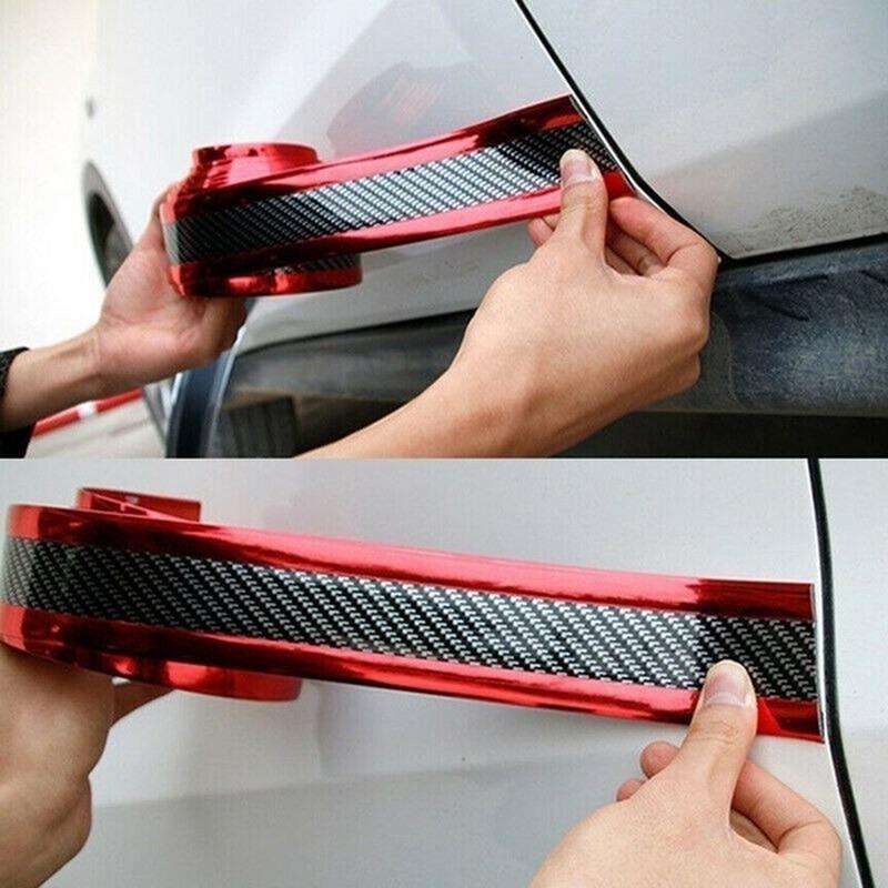 1Pcs Car Styling Door Sill Protector Carbon Fiber Moulding Strip Trim Front Bumper