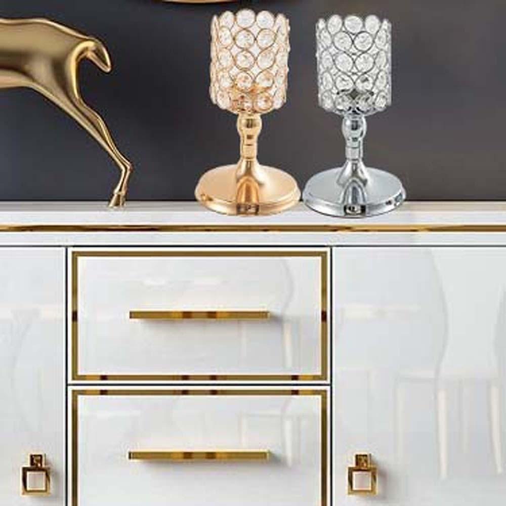 Metal Wrought Iron Candlestick Romantic Craft Candelabra Crystal Candle Holder  Candlelight Dinner